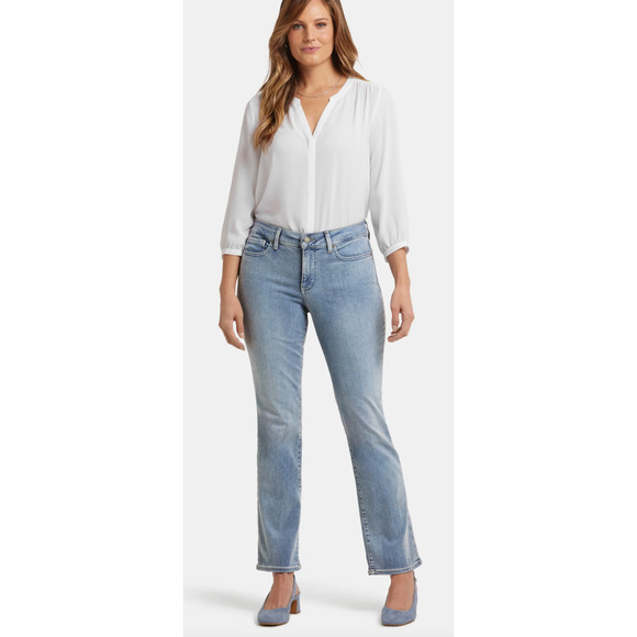 NYDJ Womens Haley Blue Denim Jeans Marilyn Straight Leg Mid Rise Size 10P NWT - Picture 1 of 10